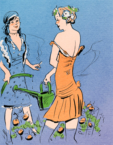 Girls watering